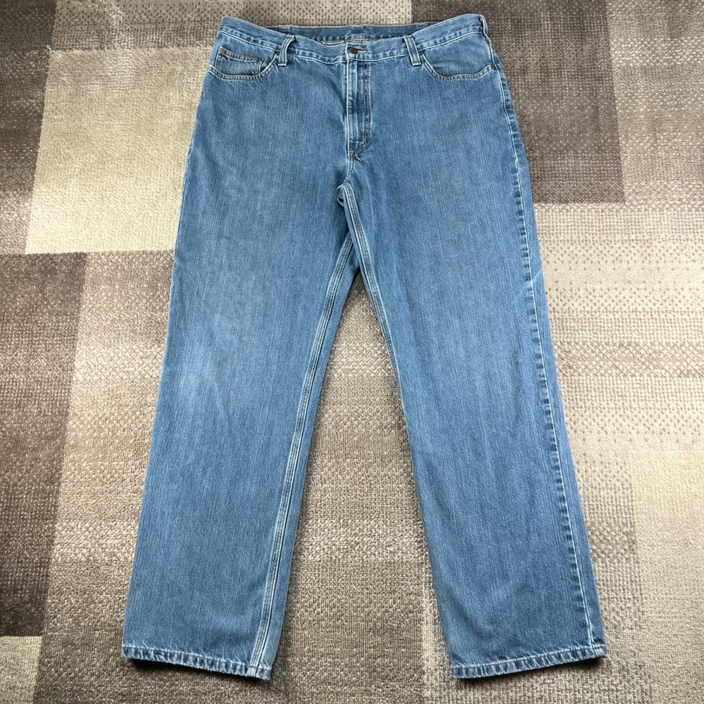 Carhartt Mens 40X30 Relaxed Fit Straight Leg Jeans Medium Wash Blue Denim